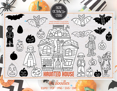 Halloween Doodles, Haunted House, Monsters