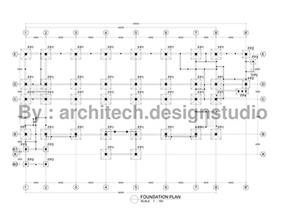 Foundation Plan & Detail Cad Drawing for Police Station