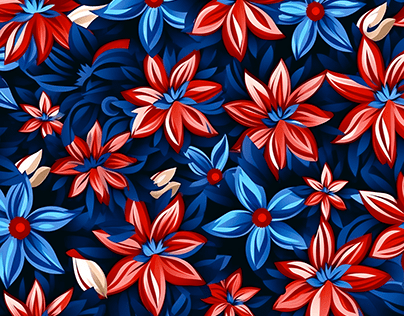 Floral pattern in color palette of courage and justice