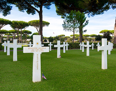 The Headstones at the Sicily-Rome American Cemetery