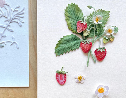 Fabric botanical artwork “Strawberry”