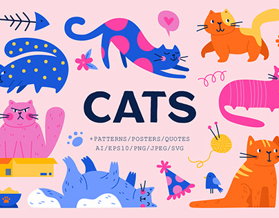 Cats | Clipart + patterns