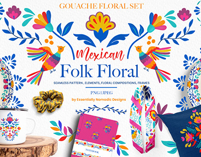 Mexican Folk Art Floral Pattern & Graphic Collection