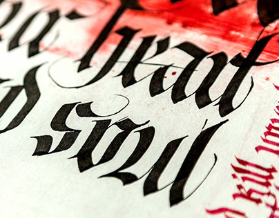 Student work in gothic calligraphy