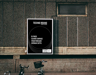 Techno Round Flyer & Poster Party Design
