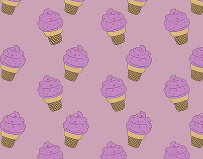 The pattern of cute hand-drawn cupcakes