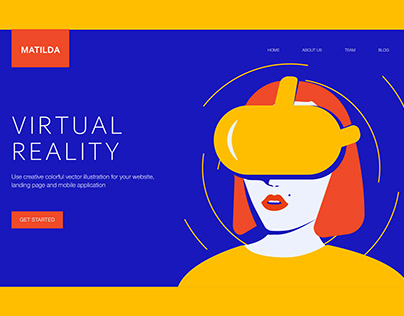 VR landing page design vector illustration