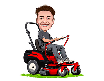 grass mower cutting machine illustration character