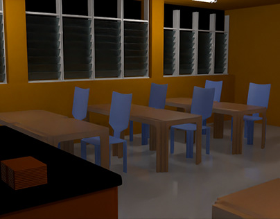 3D model of High school with lighting compositing