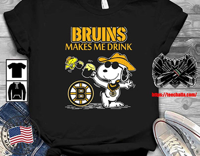 Original Snoopy And Boston Bruins Makes Me Drink Shirt