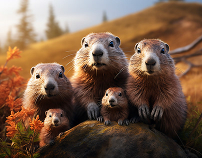 Groundhog Family Portrait