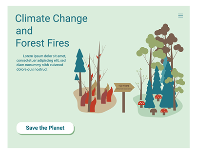 Wildfire, climate change vector illustration