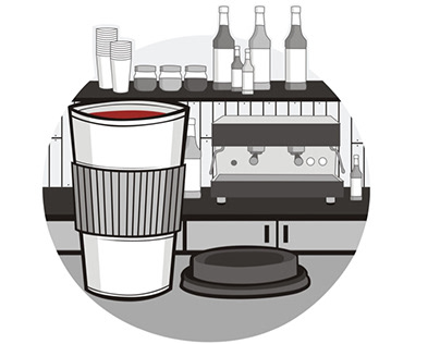 Cafe, coffee, coffee shop, illustration, shop, syrup