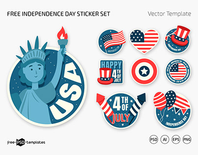 Free Independence Day Sticker Set