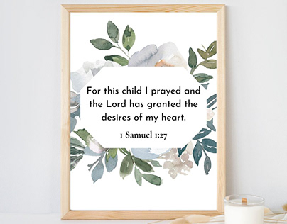 Floral nursery wall art with a bible verse