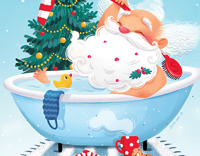 Santa in the bath