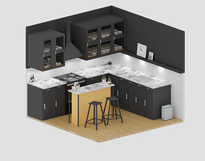 Kitchen Interior 3D Model - Blender 3.4.1