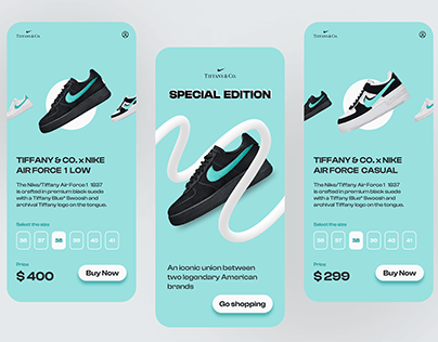 Tiffany & Nike Shoes Mobile App UI