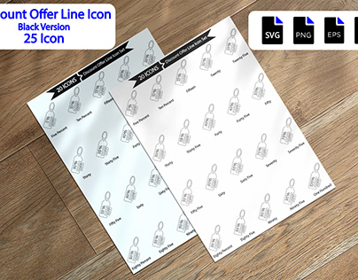Discount Offer Line Icon Set
