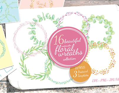 Watercolor Wreaths Collection