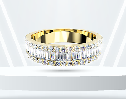 Special Baguettes and Rounds Cut Diamonds Ring
