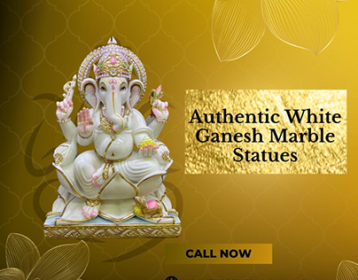 Authentic White Ganesh Marble Statues
