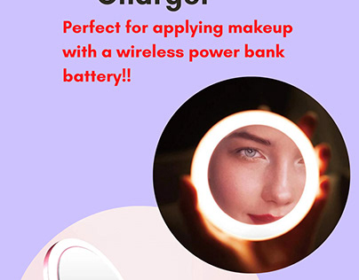 Makeup Mirror With LED Light and Wireless Phone Charger