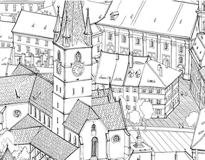 Medieval SIBIU - details from an aerial view