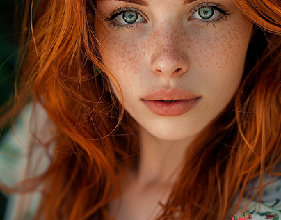 Photograph of a beautiful woman with green eyes