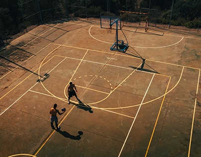 Basketball match from above