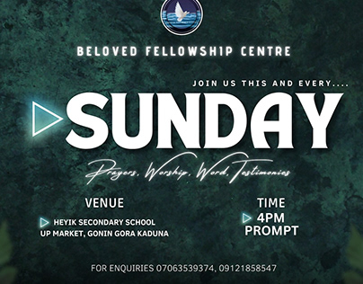 Beloved Fellowship center Sunday info flyer