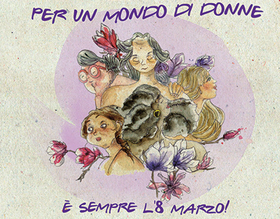 Locandina illustrata "Un mondo di donne" per l'8 Marzo