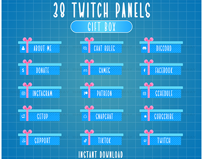38 Gift Box Blue Twitch Panels