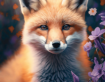 Majestic Fox Amidst Blooms