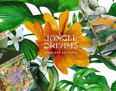 Jungle dreams. Seamless patterns