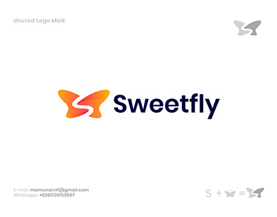 Sweetfly - Letter S & Butterfly Logo | Unused