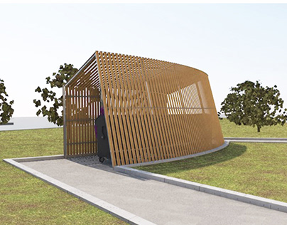 Design of the shed on the site for garbage collection