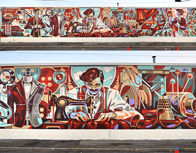“Tailor”mural for @colorfulbridgeport in Bridgeport,CT.