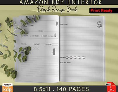 KDP Interior Template • Blank Recipe Book and Journal