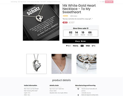 Gold heart Neckless | Product Page Design