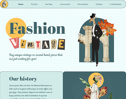 Fashion vintage website concept