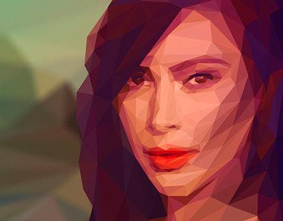 Kim Kardashian as Mona Lisa lowpoly portrait
