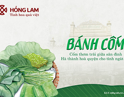 Bao bì bánh cốm thương hiệu Hồng Lam