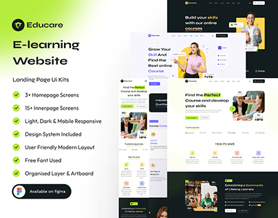 E-Learning Landing Page UI Design Kits I Website
