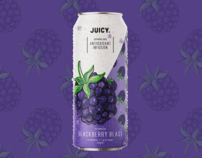 Blackberry Sparkling Water Drink Packaging by Juicy