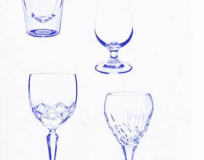 Crystal glasses drawing