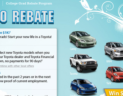 Toyota College Rebate landing page