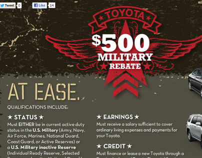 Toyota Military Rebate landing page