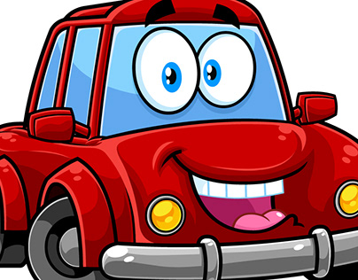 Cute Red Car Cartoon Character