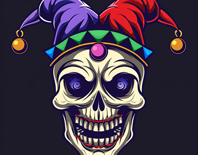 Skull of Jester Logo Design Illustration